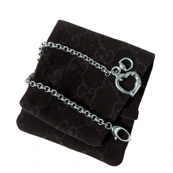 🔥GUCCI 925 Sterling Silver Heart and Horse Bit Bracelet🔥